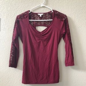 Burgundy Candie's Lace Top